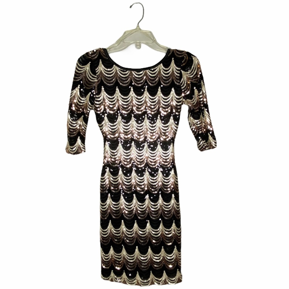 Black Sequin Mini Dress with Dipped Back Small